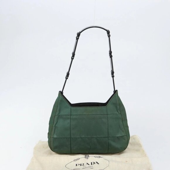 PRADA Quilted Chain Shoulder Bag Nylon plastic Green Auth - Picture 2 of 16